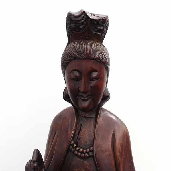 雑貨木彫りの仏像 ブラウン 巨大 152cm 生活雑貨 中古 代引不可 同梱