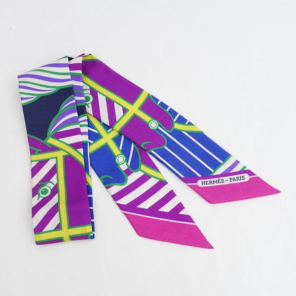 HERMES / エルメス ◆ツイリー マルチカラー ホースフェイス カドリージュバヤデール フューシャ 【レディース/女性】【中古】 HERMES（エルメス） ツイリー マルチカラー ホースフェイス カドリー