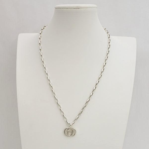 美品　gucci インターロッキングg  ダブル　ネックレス　シルバー　925 GUCCI / グッチ インターロッキングG ダブルG ネックレス SILVER