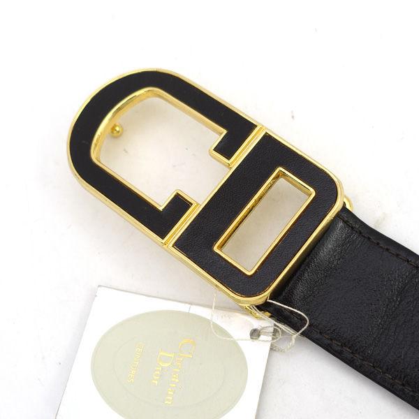 美品Christian Dior CDロゴ 型押しレザー ベルト 70 ブラック Christian Dior（クリスチャン・ディオール） ベルト/CDロゴ/レザー