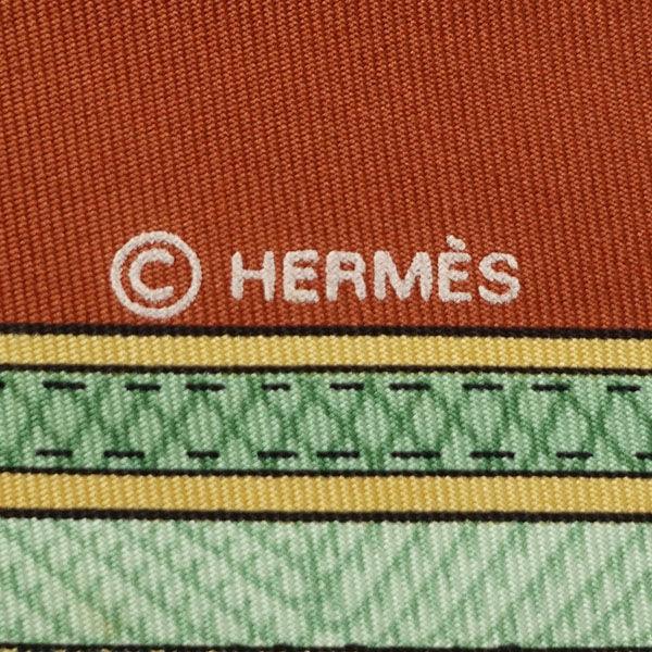 HERMES（エルメス） カレ90 スカーフ cuirs du desert シルク レッド系