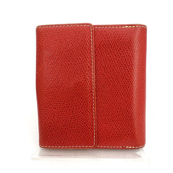 LOEWE（ロエベ） アナグラム Wホック 二つ折り財布 レッド レザー