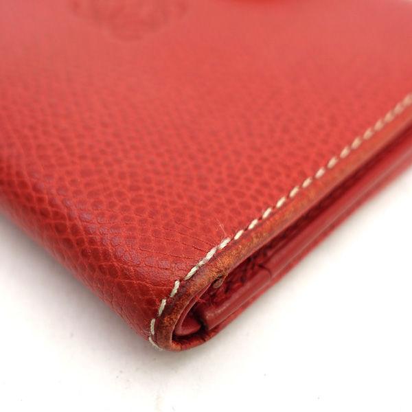 LOEWE（ロエベ） アナグラム Wホック 二つ折り財布 レッド レザー