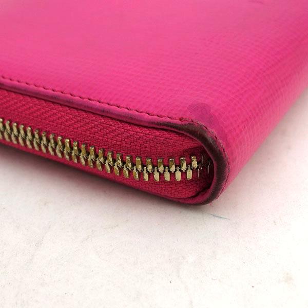 BALLY / バリー ラウンドファスナー 長財布/ロゴ/レザー/ピンク