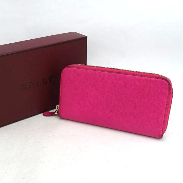 美品 BALLY レザー ラウンドファスナー ケース 8631. BALLY / バリー ラウンドファスナー 長財布/ロゴ/レザー/ピンク