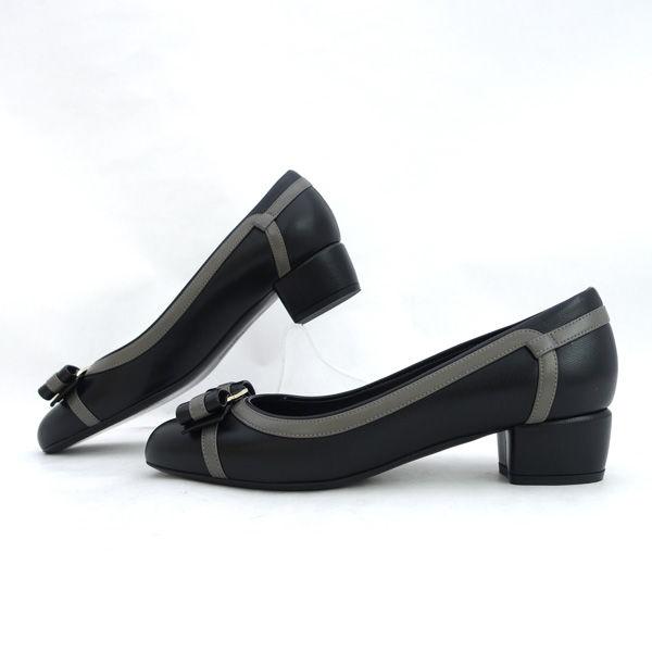 美品　サルヴァトーレフェラガモ ヴァラリボン パンプス レザー 黒 レディース FERRAGAMO Salvatore Ferragamo / サルヴァトーレフェラガモ