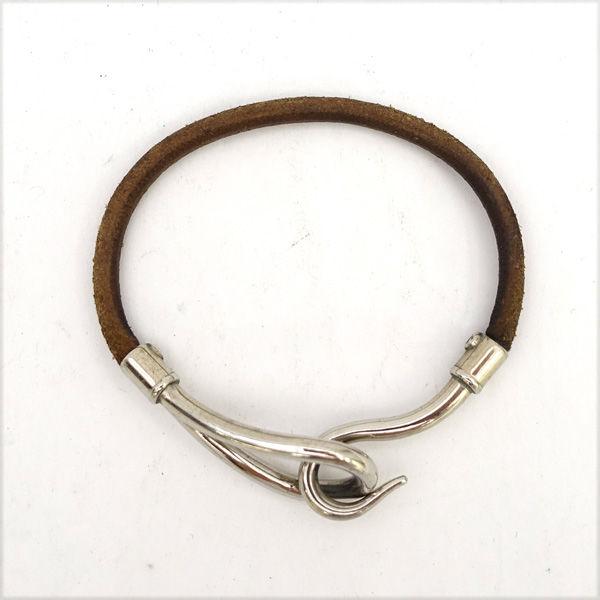 良品　HERMES エルメス　ジャンボ　レザー　シルバー金具　ブレスレット　袋付 HERMES（エルメス） ジャンボ レザー シングル ブレスレット シルバー