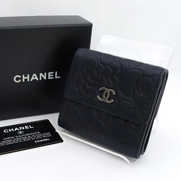 CHANEL（シャネル） ラムスキン ココ カメリア Wホック 三つ折り