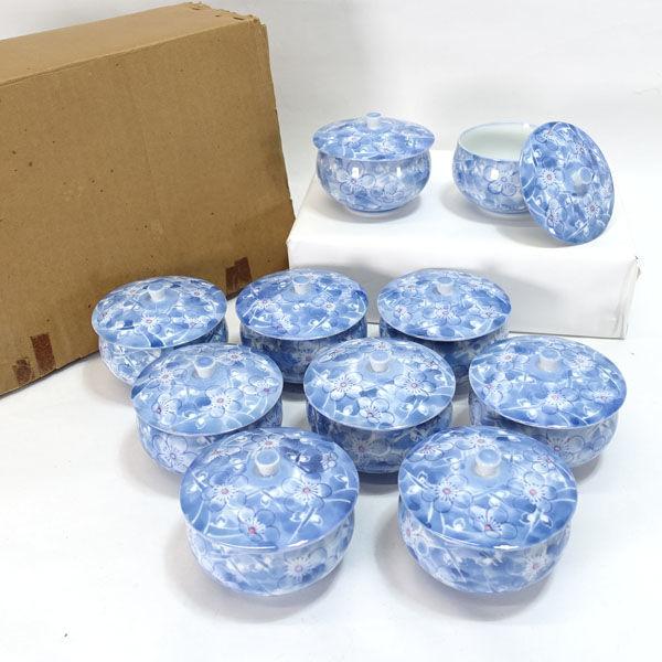 有田焼 高山作 和食器有田焼/高山 染付梅花 蓋付湯呑揃(10客) FK