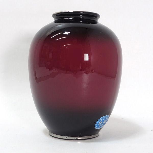 富士七宝陶器 花器富士七宝陶器/紅白梅 金彩花瓶 ギフト 中古