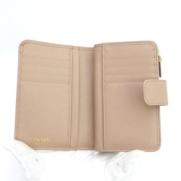 PRADA / プラダ 二つ折り財布 サフィアーノ ベージュ L字ファスナー  