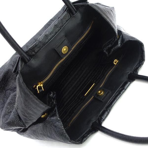 PRADA（プラダ） リボンデザイン ハンドバッグ ブラック エナメル