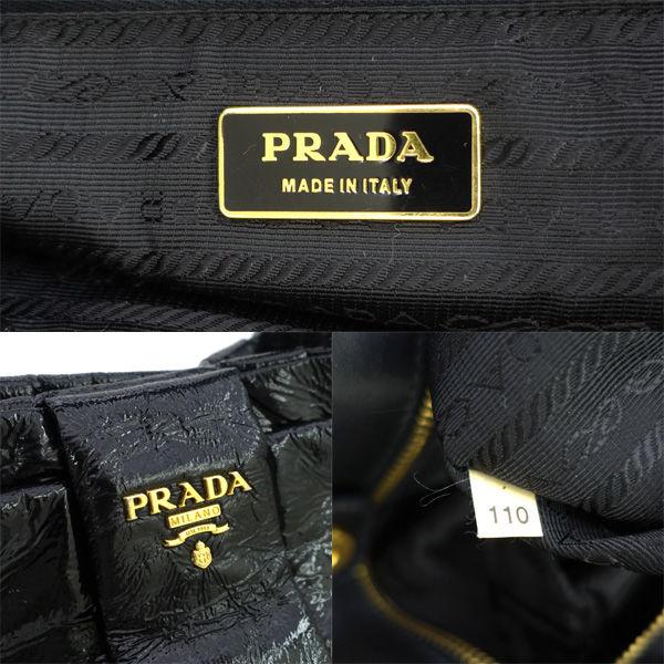 PRADA（プラダ） リボンデザイン ハンドバッグ ブラック エナメル