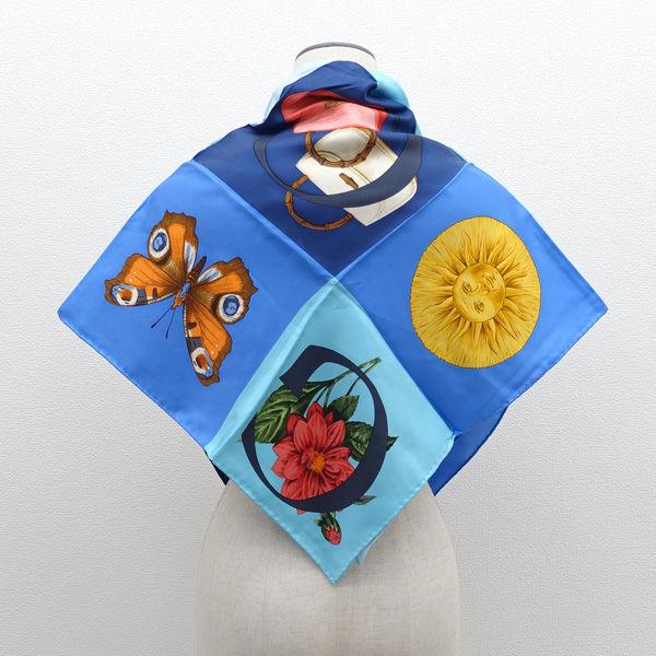 GUCCI（グッチ） スカーフ シルク 総柄 パネル マルチ バンブー ホース