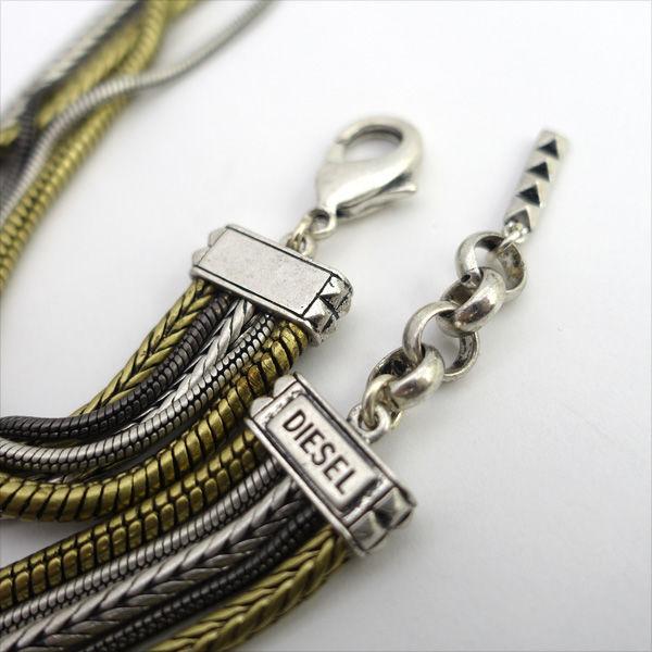 DIESEL メタルネックレス シルバー/ゴールド DIESEL（ディーゼル） ネックレス/5連/シルバー×ゴールドカラー メンズ