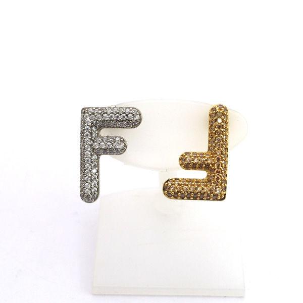 FENDI FFロゴ ピアス ゴールドカラー FENDI（フェンディ） FFロゴ ピアス ゴールド シルバー ラインストーン