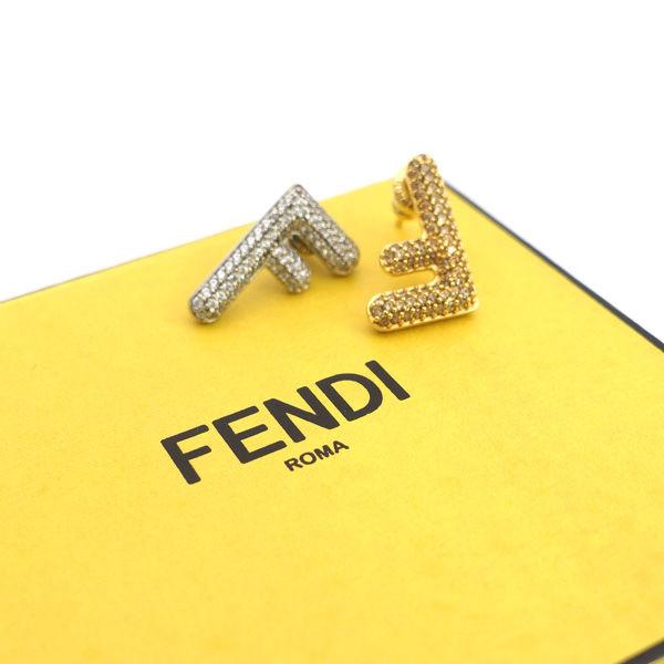 FENDI（フェンディ） FFロゴ ピアス ゴールド シルバー ラインストーン