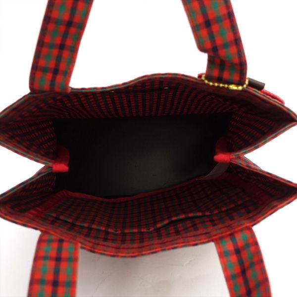 familiar / ファミリア トートバッグ/チェック柄/レッド レディース