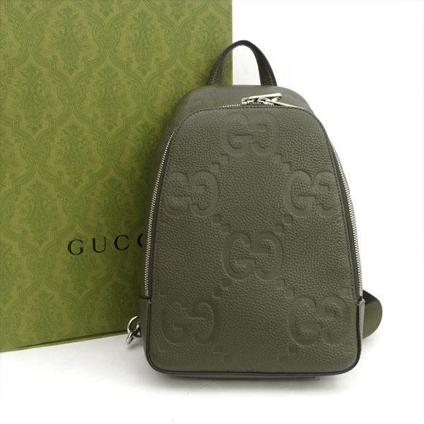 GUCCI（グッチ） ジャンボGG スリングバッグ カーキ エンボスレザー
