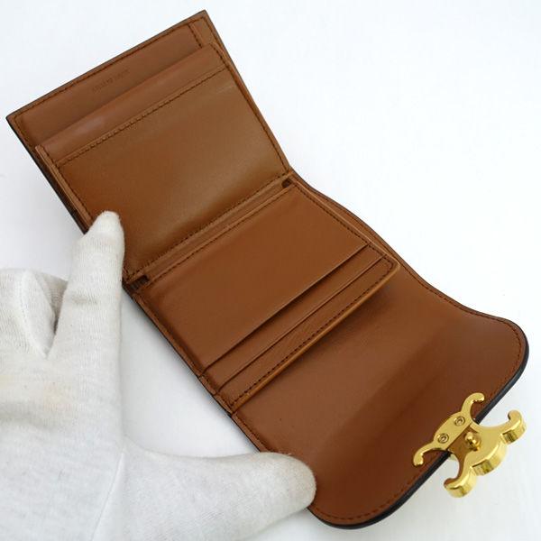 CELINE トリオンフ コンパクト財布 キャンバス ブラウン ゴールド CELINE（セリーヌ） トリオンフ キャンバス ゴールド金具 三つ折り財布