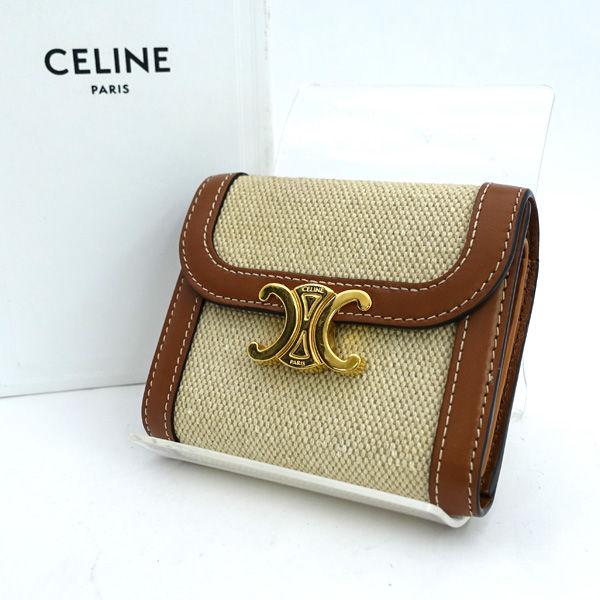 CELINE（セリーヌ） トリオンフ キャンバス ゴールド金具 三つ折り財布