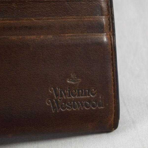 Vivienne Westwood / ヴィヴィアンウエストウッド ■ オーブ 二つ折り長財布 キャンバスレザー 茶 財布 / サイフ / ウォレット / wallet /  ブランド 中古 [0990008958] Vivienne Westwood（ヴィヴィアンウエストウッド） オーブ 二つ折り長