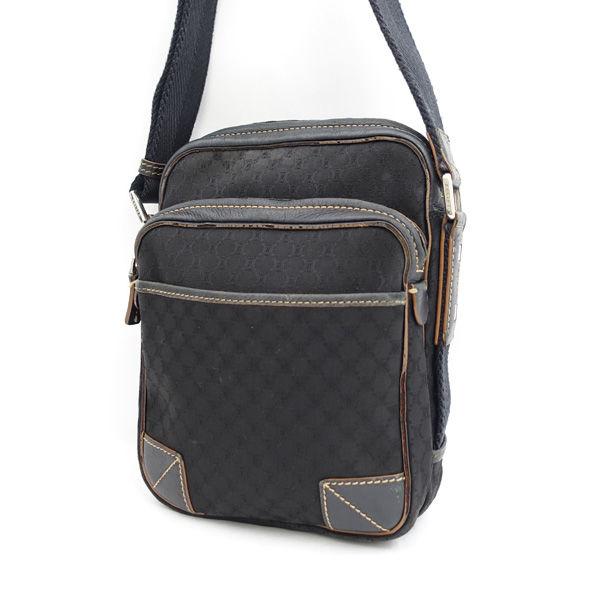 CELINE（セリーヌ） ショルダーバッグ ブラック レザー キャンバス 