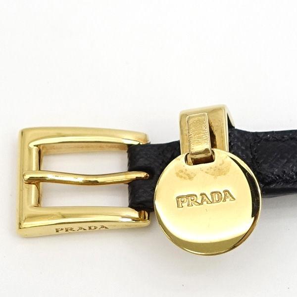 PRADA / プラダ  ブレスレット Mサイズ ブラック レザー ゴールド ブランド 中古｜shop-archery｜05