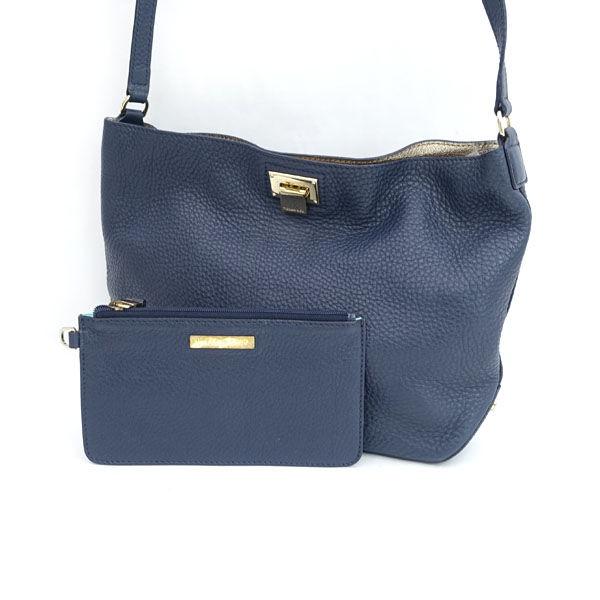 TIFFANY&Co. / ティファニー ■ショルダーバッグ レザー 揉み革 ネイビー ブランド【バッグ/バック/BAG/鞄/カバン】 【中古】 TIFFANY&Co.（ティファニー） ショルダーバッグ レザー 揉み革