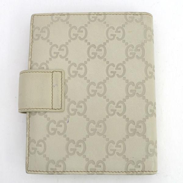 GUCCI（グッチ） システム手帳 グッチシマ レザー グレー系 スリムミニ