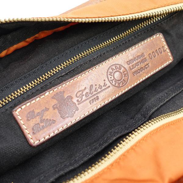 Felisi / フェリージ ■ハンドバッグ セミショルダー ナイロン レザー 柿色 00102 【バッグ/バック/BAG/鞄/カバン】 ブランド【中古】 [0990013837] Felisi - Felisi / フェリージ □ハンドバッグ セミショルダー