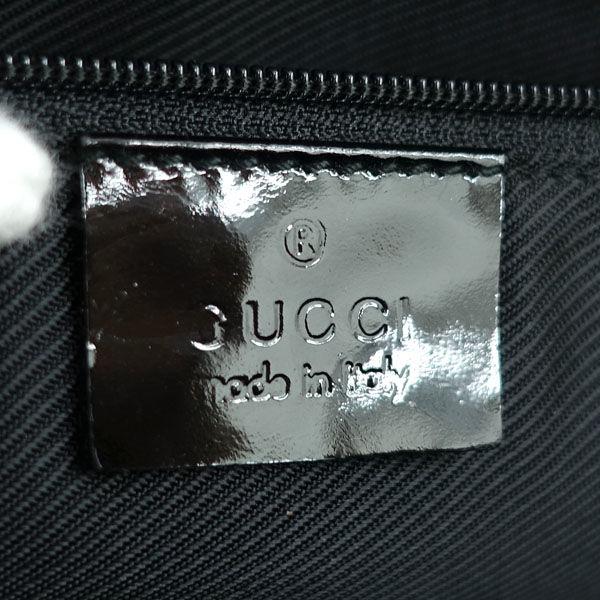 GUCCI / グッチ GGキャンバス エナメルレザー ハンドバッグ ダーク