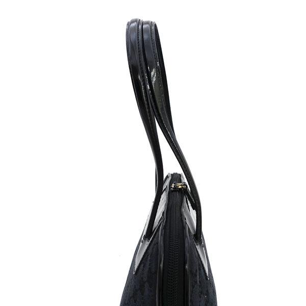 GUCCI / グッチ GGキャンバス エナメルレザー ハンドバッグ ダーク