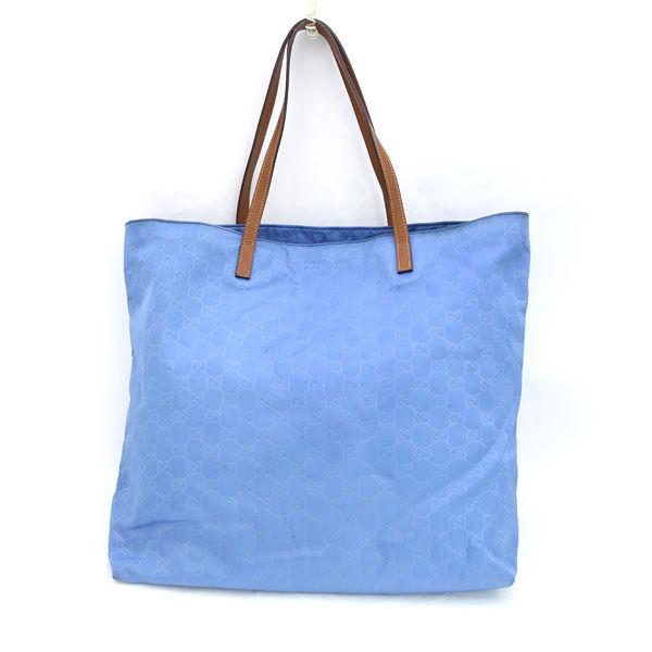 GUCCI / グッチ GGトートバッグ ハンドバッグ ライトブルー ナイロン