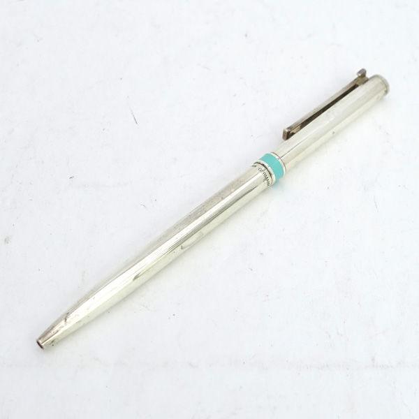 美品Tiffany&Co.ティファニー ブルー ボールペン Tクリップ 925 TIFFANY&Co.（ティファニー） ボールペン Tクリップ シルバー925