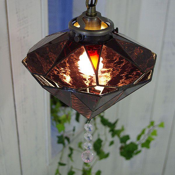 天井照明 2個セット・ペンダントライト ステンドグラス アンティーク