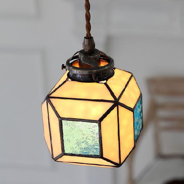 ペンダントライト おしゃれ ブルー 和風 ステンドグラス ガラス