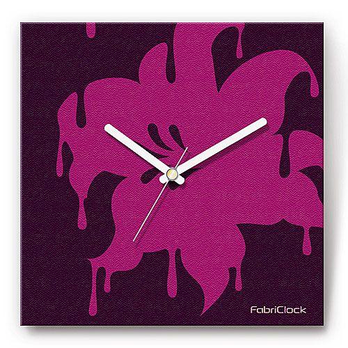壁掛け時計 メルトフラワー ファブリクロック ファブリック ウォールクロック 掛時計 壁時計 かけ時計 スイープ とけい 紫 花 植物｜shop-askm