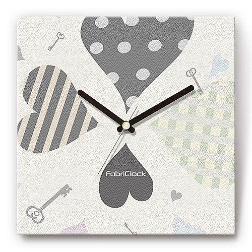 壁掛け時計 ハート＆キー ファブリクロック ファブリック ウォールクロック 掛時計 壁時計 かけ時計 スイープ とけい 鍵 カギ fcm