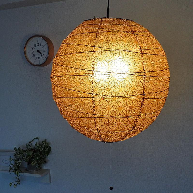 和紙 提灯 ペンダントライト 花麻 2灯 直径45cm 伝統工芸 和室 和紙 提灯 ペンダントライト 花麻 2灯 直径45cm 伝統工芸 和室