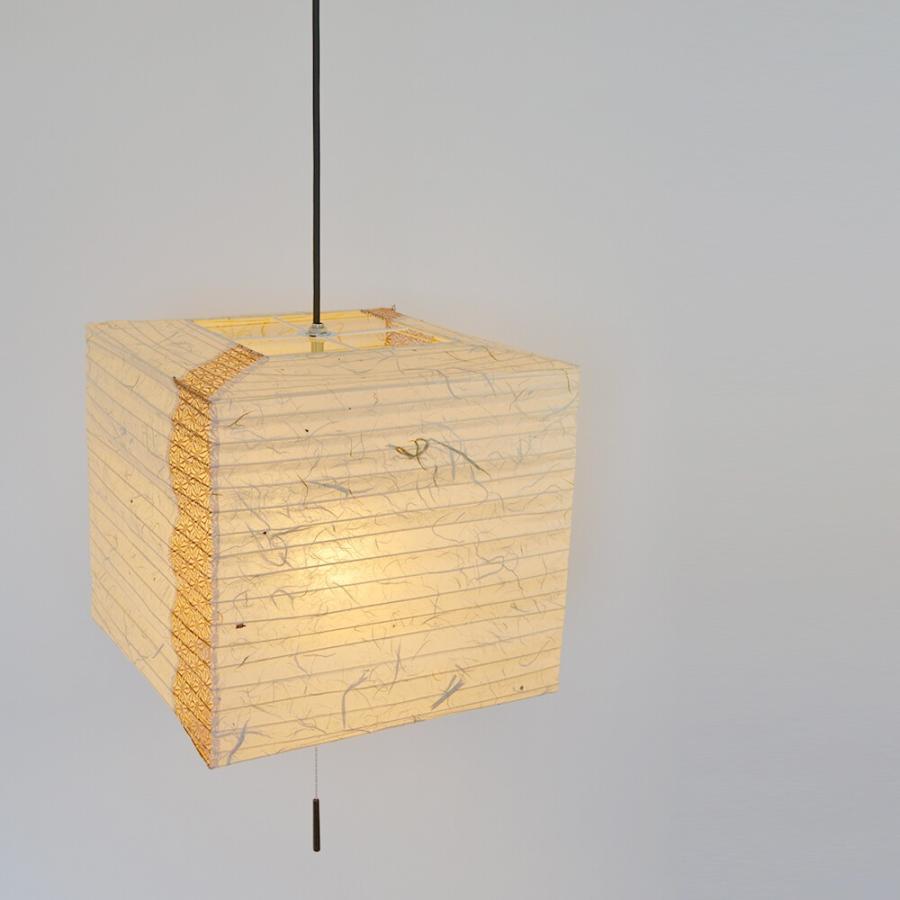 ペンダントライト LED対応 照明器具 和紙 和室 2灯 cube キューブ 黒 