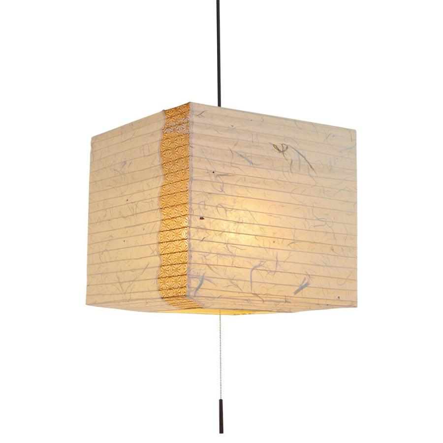 ペンダントライト LED対応 照明器具 和紙 和室 2灯 cube キューブ 黒