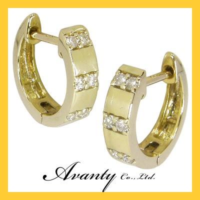 K18 ダイヤ0.1ct 中折れ式ダイヤフープピアス 中折れ式ダイヤモンドフープピアス 中折れ フープピアス