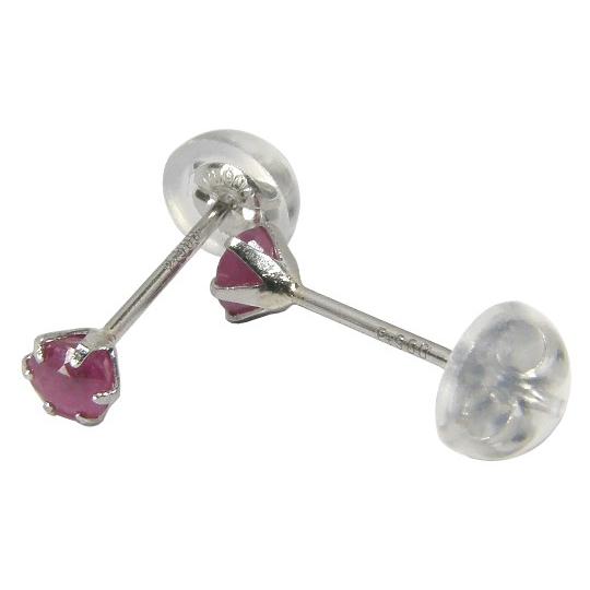 PT900:ルビー3mm:6本爪ピアス:プラチナ900 : プチジュエリー