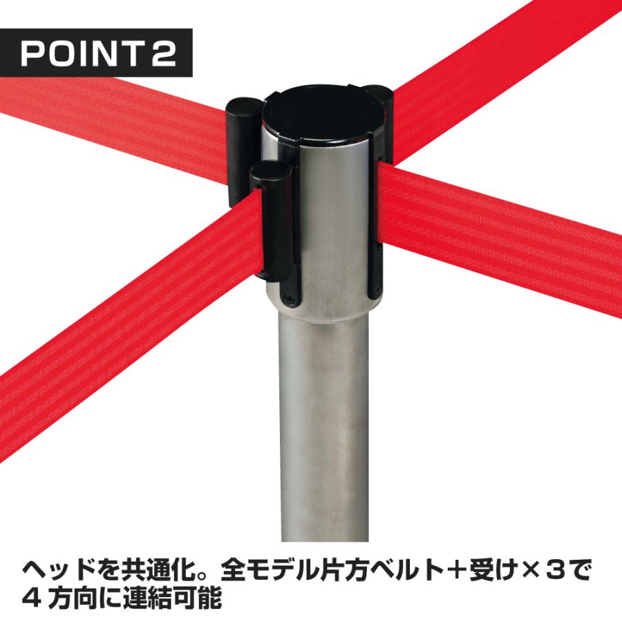 友屋 ベルトパーティションSUS-3 H81cm ポール黒/ベルト黒 組立済 4