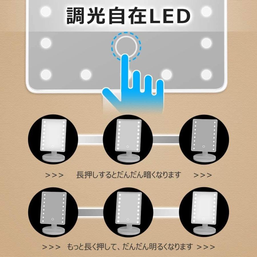化粧鏡 化粧ミラー 22LEDライト付き 卓上鏡 Led 10倍拡大鏡付き スタンド USB 電池2way給電 180°調整可能 日本語取扱 (税込)