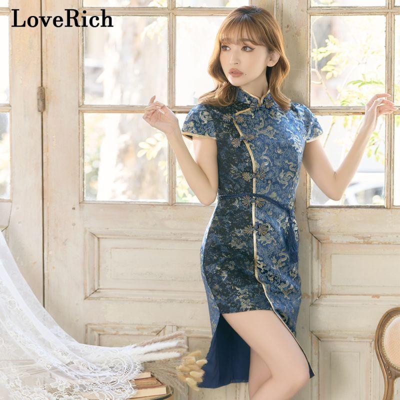 LoveRich ラブリッチ アシンメトリー 龍柄 レース チャイナドレス