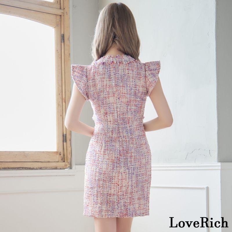 LoveRich ラブリッチ ツイード フリル 背中隠し スリット LoveRich ラブリッチ ツイード フリル 背中隠し スリット