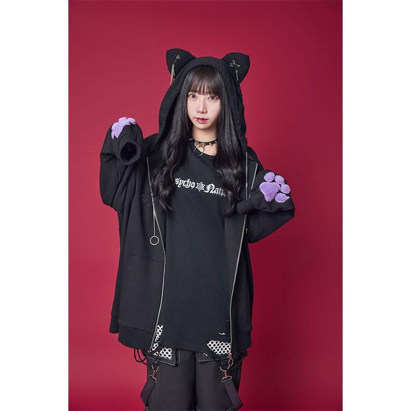 PSYCHO NATION サイコネーション 猫耳フード しっぽ付き フルジップ