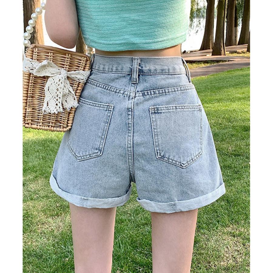 MINIMINISTORE デニムショートパンツレディース美脚短パン ロール